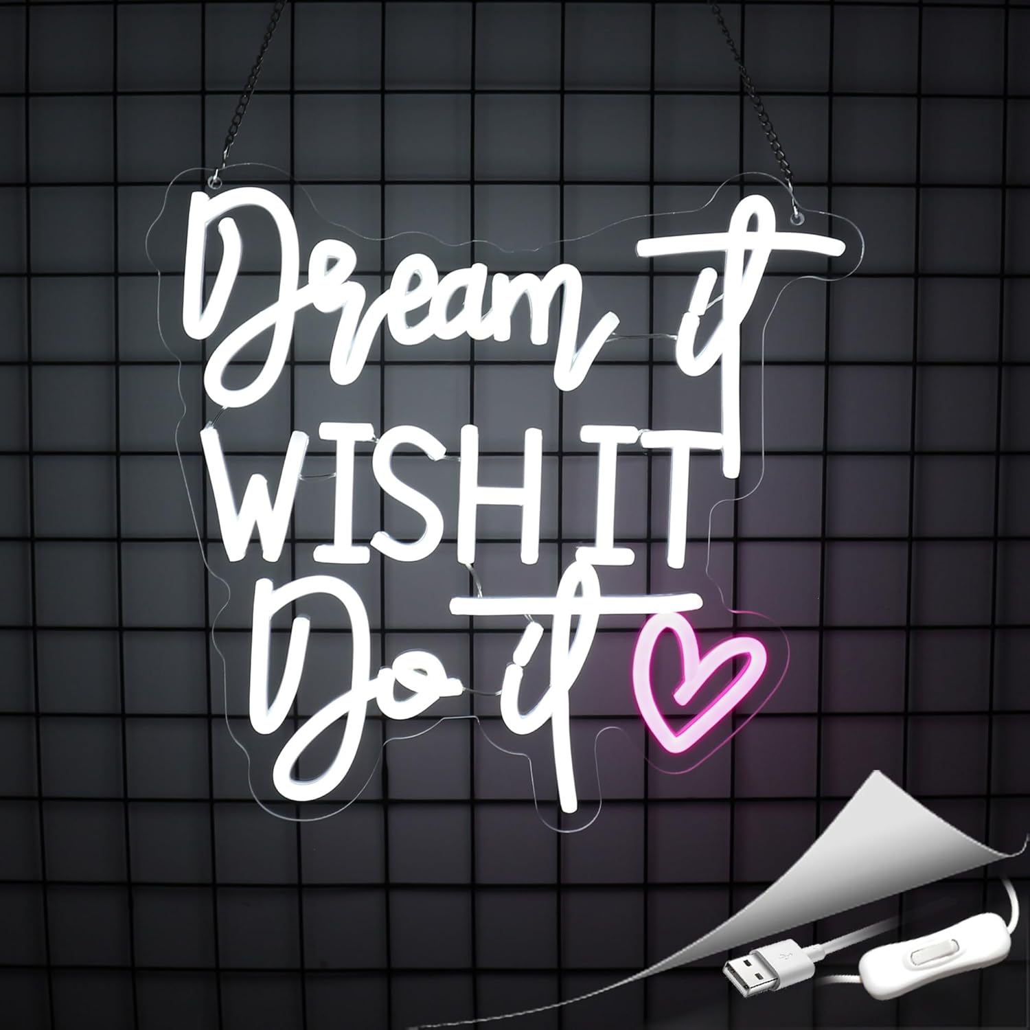 Neon Sign Led Neon Lights Neon Signs for Wall Decor USB Powered Led Neon Signs for Room Decoration (Wish It) - Image 6