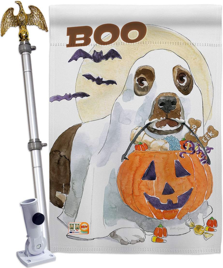 Halloween Boo Doggie House Flag Falltime Witch Trick or Treat Spooky Night Black Cat Season Autumntime Pumpkin Small Decorative Gift Yard Banner Made In USA 28 X 40