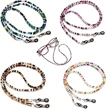 Qufiiry Pack of 4 Glasses Strap, Glasses Chain Beads, Colourful Adjustable Glasses Chain for Women, for Sunglasses, Reading Glasses