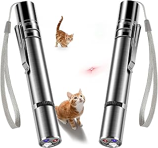 Antye 2PCS Laser Pointer, Cat Dog Kitten Toy, Toys for Indoor Cats, Red Dot LED Light Pointer Interactive Toys for Indoor Dogs Cats, USB Charging, 7 Switchable Patterns