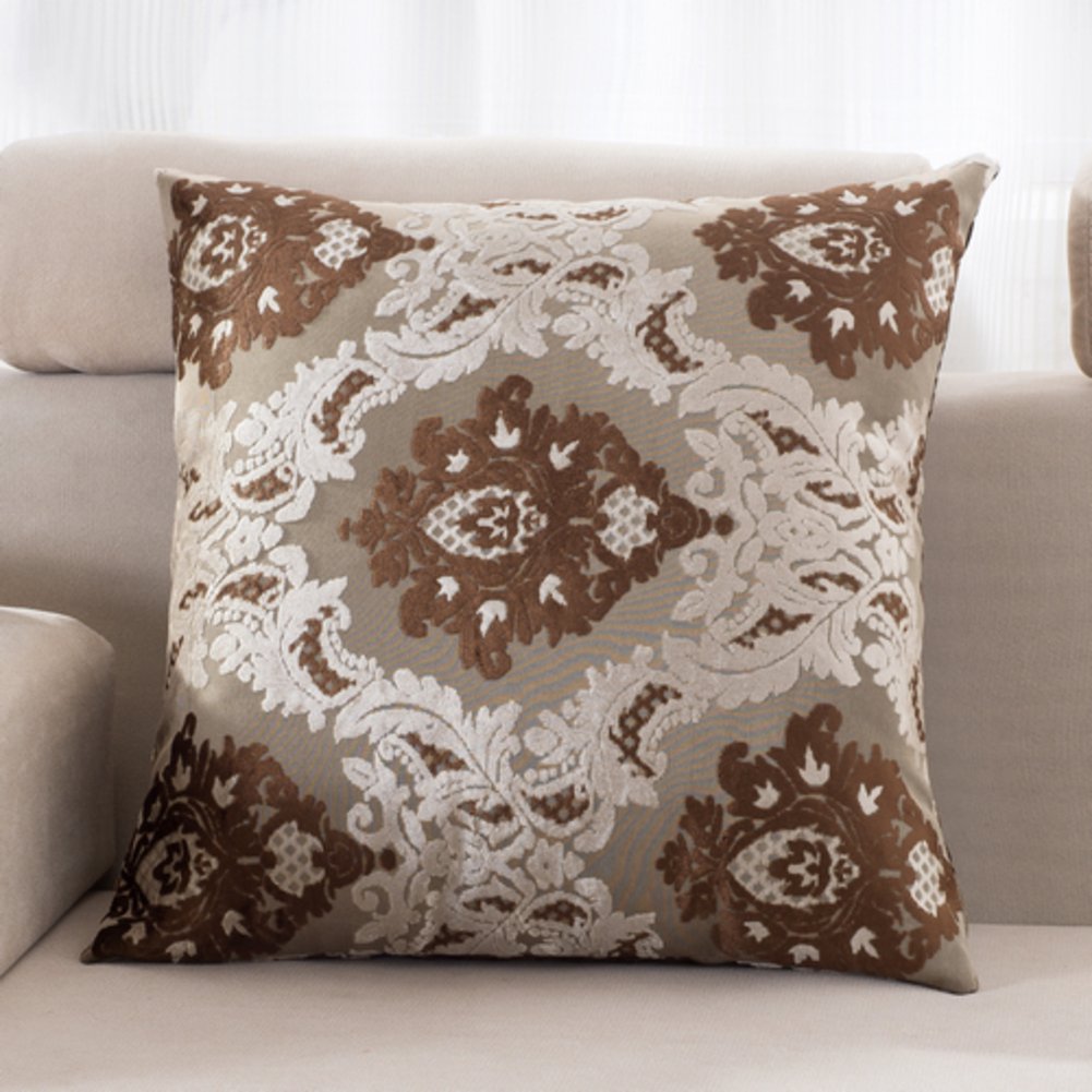 Oreiller de sofa style européen en tissu chiné Version B de format carré 55x55cm