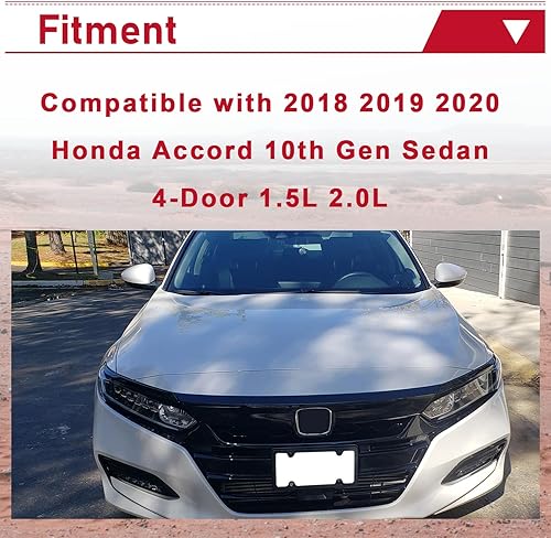 Miniatura 2 de HECASA Cubierta de rejilla delantera compatible con Honda 10th Accord Sedan 4DR 2018 2019 2020 con moldura de párpado, parachoques de labios, negro