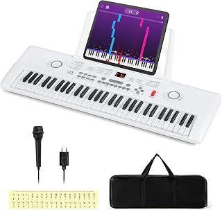 RELAX4LIFE Keyboard Piano 61 Tasten, Digitalpiano für Anfänger (Weiß)