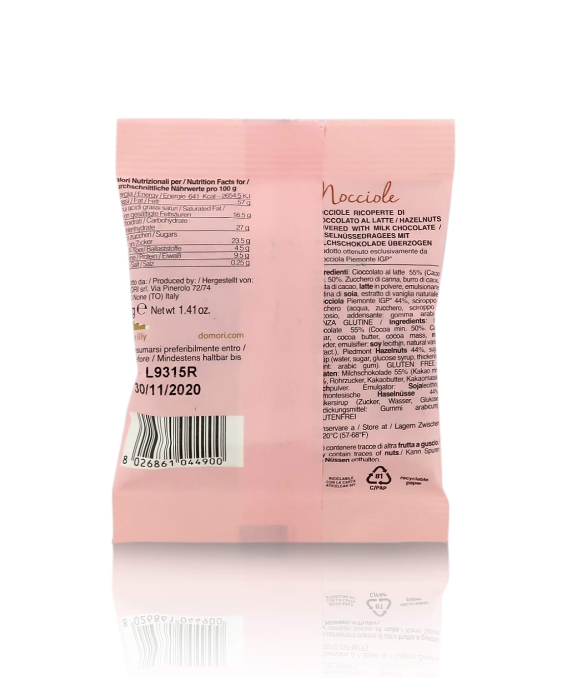 18 Pacchetti di Dragées alla Nocciola, Nocciole Piemonte IGP Ricoperte di Cioccolato al Latte, 40 Grammi (720g)