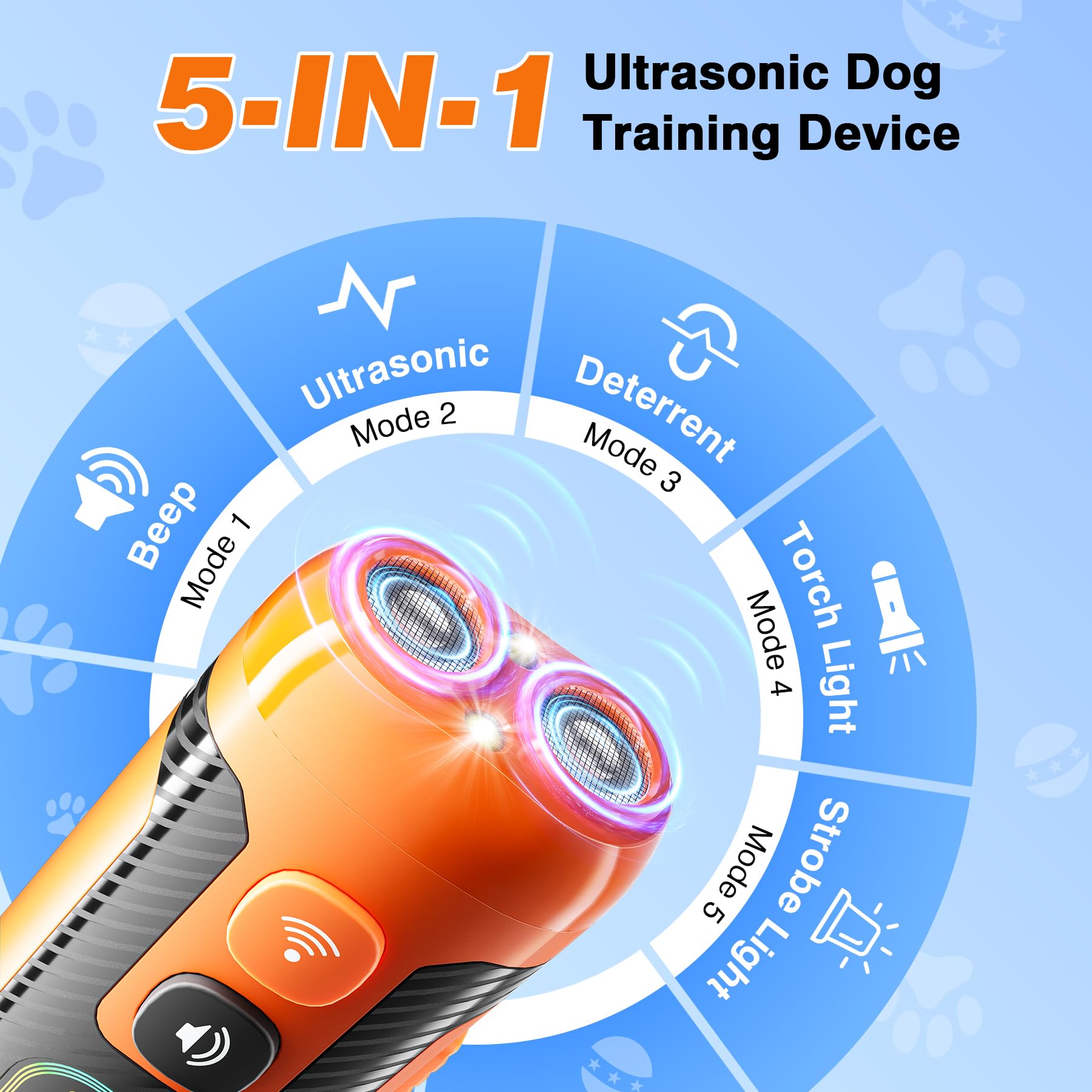 Appareil anti-aboiement pour chiens - Double ultrasons (fixe 25 kHz/adaptatif 20-30 kHz), contrôle des aboiements jusqu'à 15,2 m, arrête humainement les aboiements des voisins et des propres