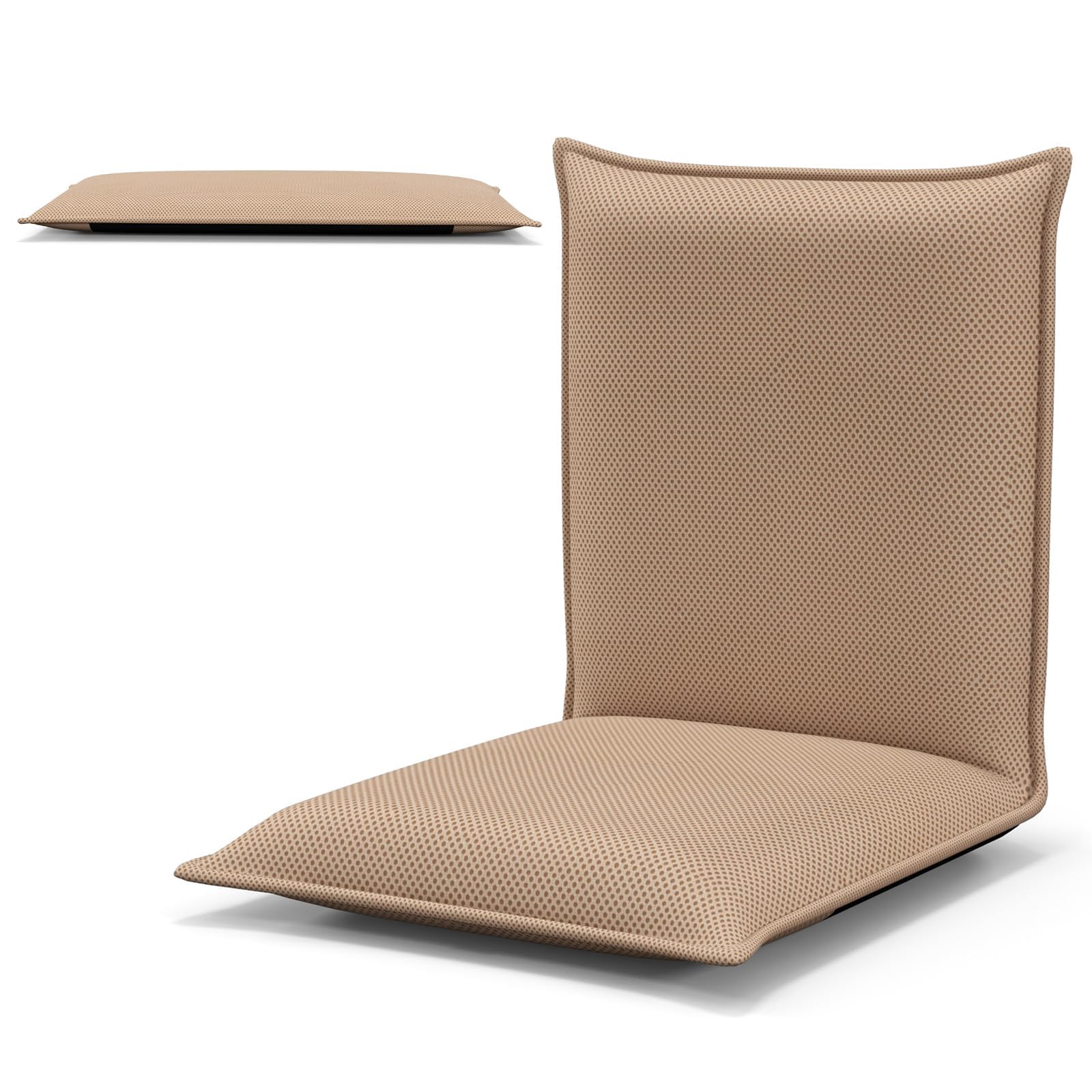 FANTASK Silla de Suelo con Respaldo Ajustable de 6 Niveles, Acolchado, para meditación, para meditación, Color Beige