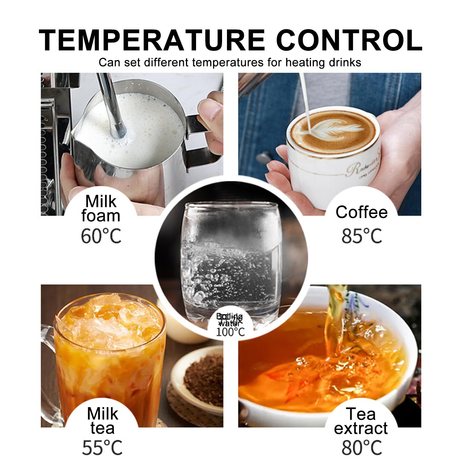Espumador de leche eléctrico multiusos de 12 l, 220 V, con pantalla LED, para cafeterías (blanco)