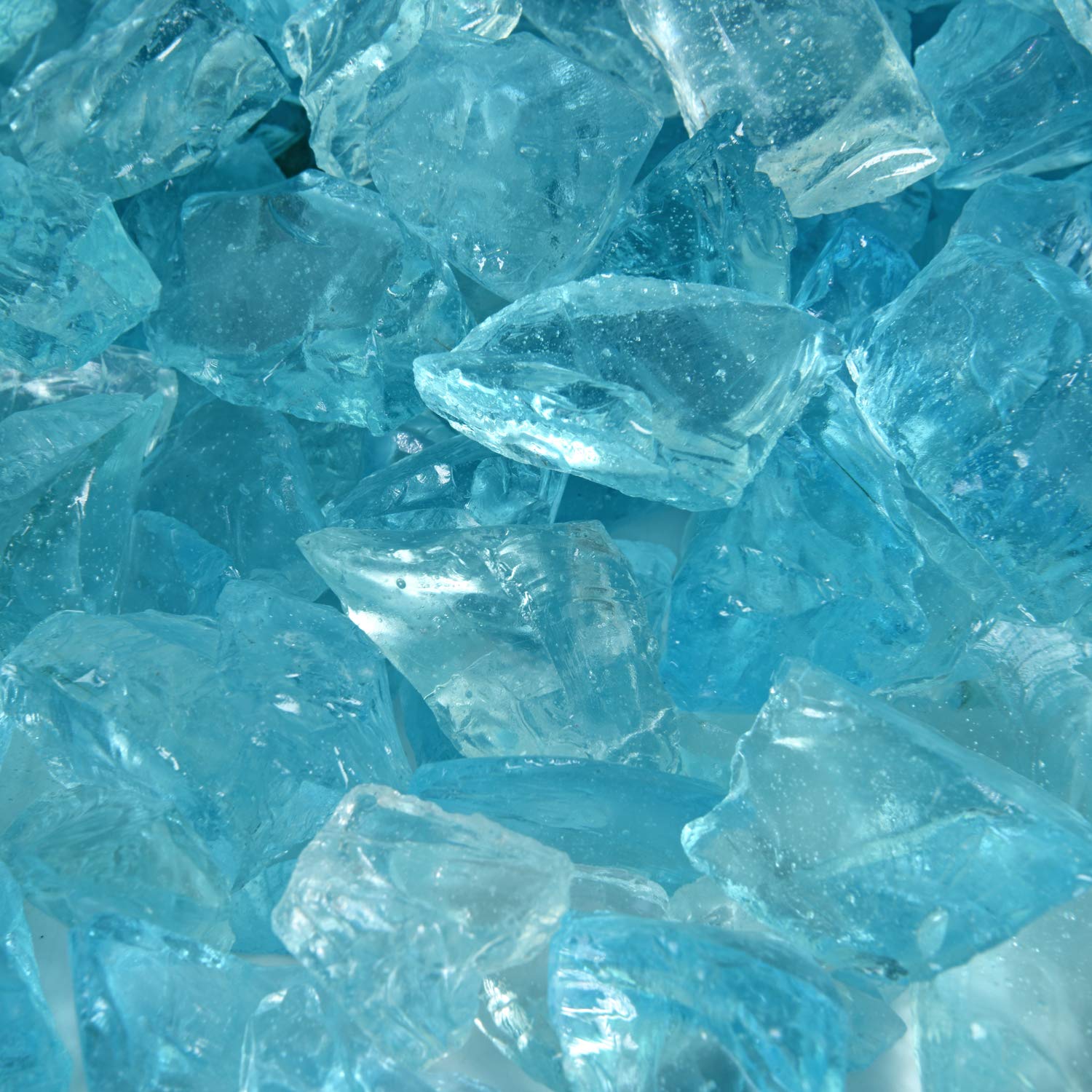 Teal Lagoon - Crushed Fire Glass for Indoor and Outdoor Fire Pits or Fireplaces | 10 Pounds | 1/2 Inch - 3/4 Inch