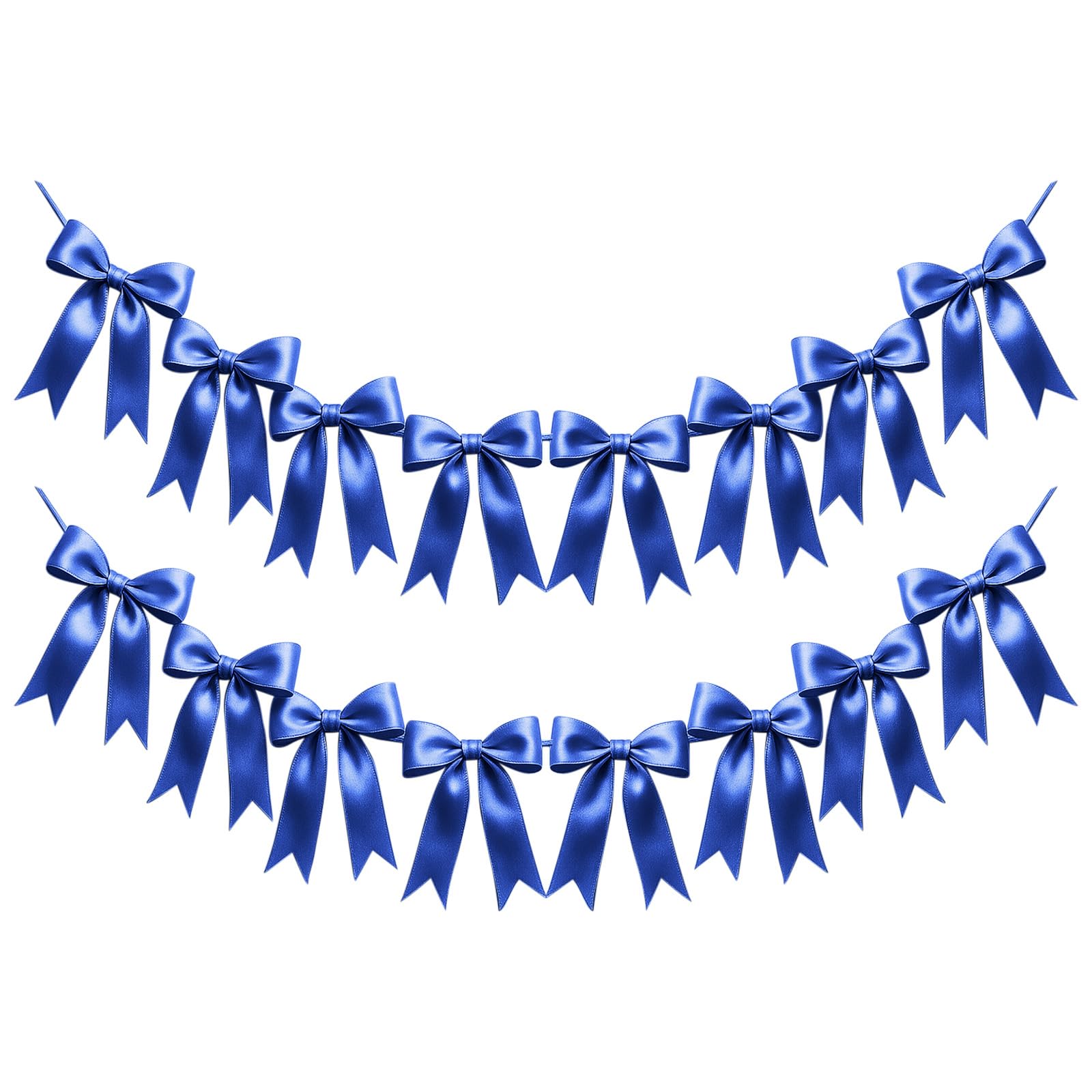 2 Strings of 16PCS Navy Blue Bow Garlands Banner Decoration,Pre-Strung Satin Ribbon Ornaments for Birthday,Bachelorette Party,Bridal Shower,Wedding,Engagement,Baby Shower,Graduation Decor,Anniversary