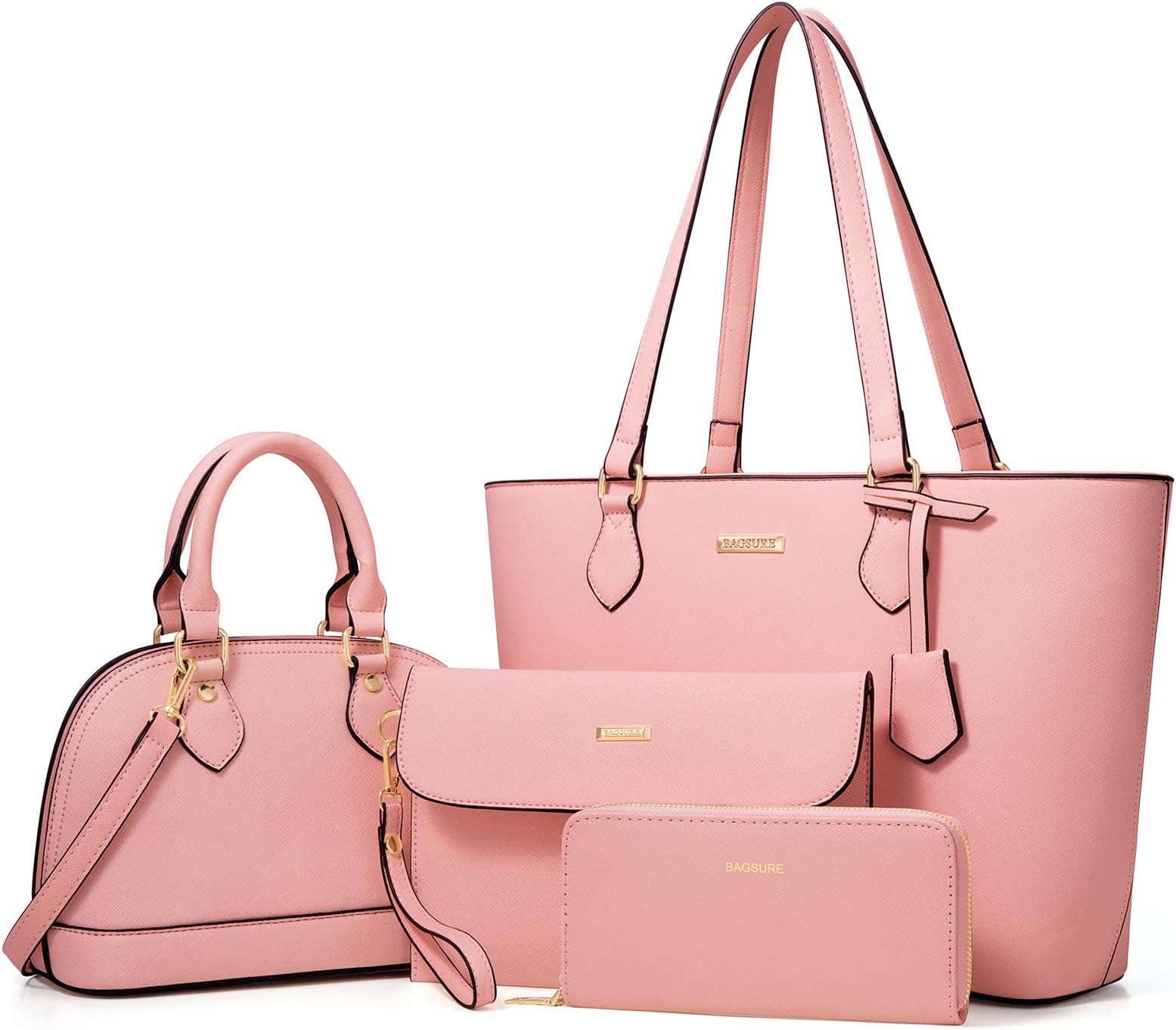 Bagsure4PCS Women Fashion Handbags Purses Wallet Tote Shoulder Bags Casual Crossbody Bags, Best Valentine's Day Gift for Ladies Girls, Satchel Purse Set 4pcs