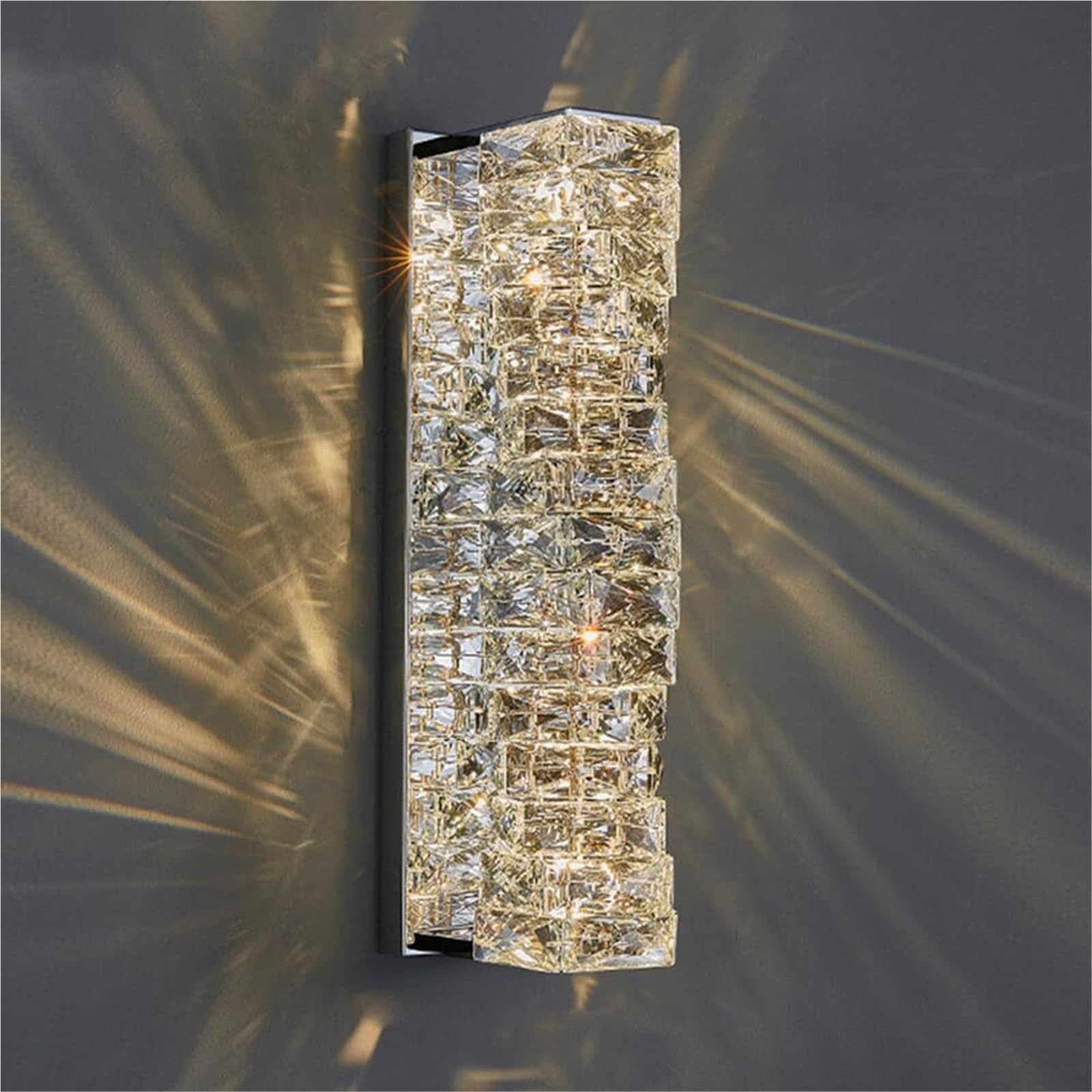 HUAYUSEDF Wall Sconce Crystal Light Postmodern Vanity Lamp Fixture Stainless Steel Sconces Indoor for Living Room Bedroom Home Decor Mount Lights(Gold,L)(Chrome,L)