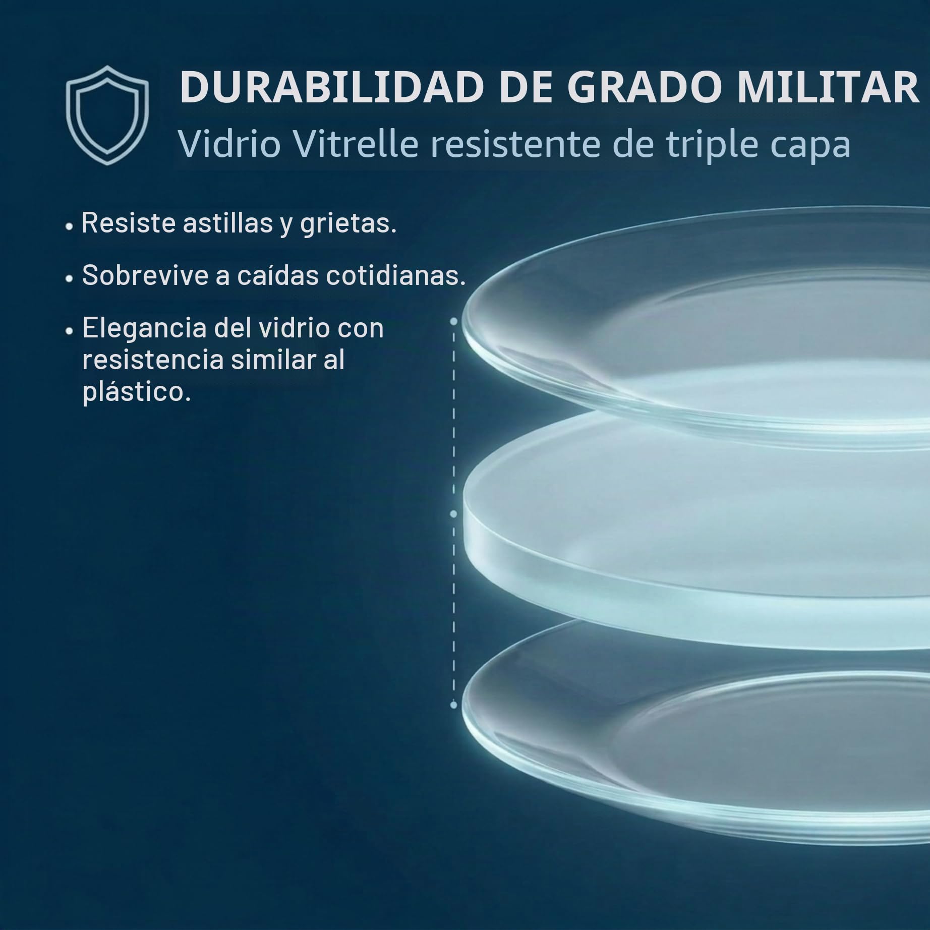 CORELLE Vitrelle - Juego de 6 platos para ensalada (cristal de tres capas, antiastilla), 21,6 cm, color blanco helado