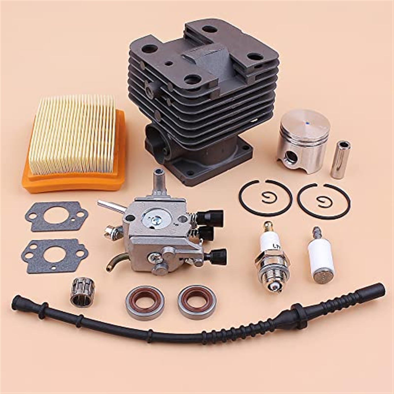 Wivplex Kit tubo flessibile del carburante filtro aria carburatore pistone cilindro da 35 mm, for STIHL, FS120 FS250 FS250R FS200 FS200R Trimmer Decespugliatore Parti Strumenti per la pulizia dell'ari