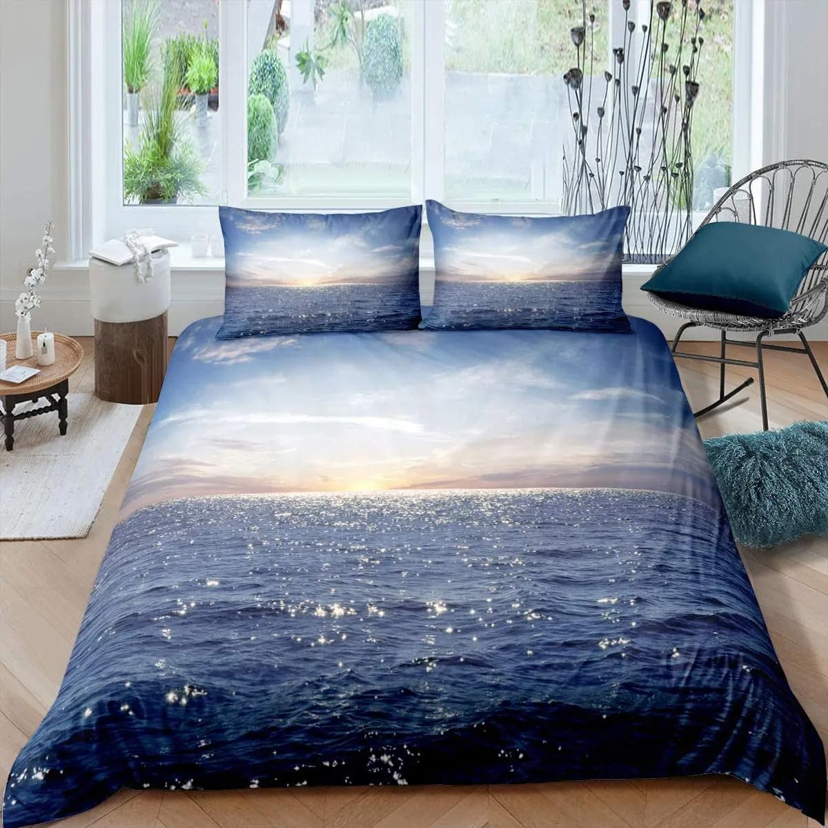 QBIDCSX Bedding Double Bed Set The ocean Bedding Double Bed Set - Microfibre Quilt Cover 230x220 cm - Comforter Cover with 2 Pillowcases(Double)