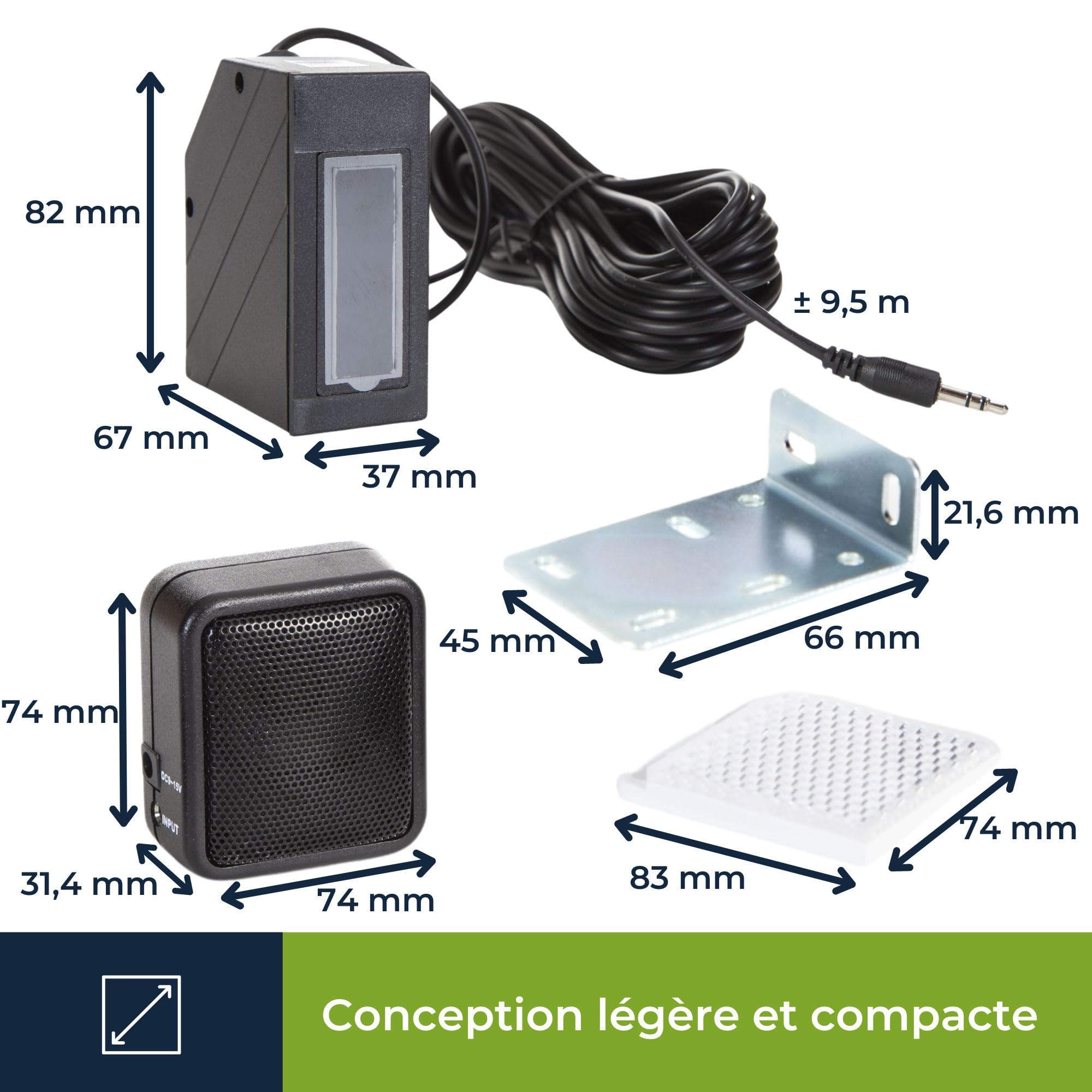 Velleman Barrière IR Filaire, portée de 7 m, IP44, détecteur d’entrée Infrarouge avec Alimentation 12 V, Haut-Parleur d’Alarme réglable et Technologie photoélectrique pour Le contrôle d’accès et la