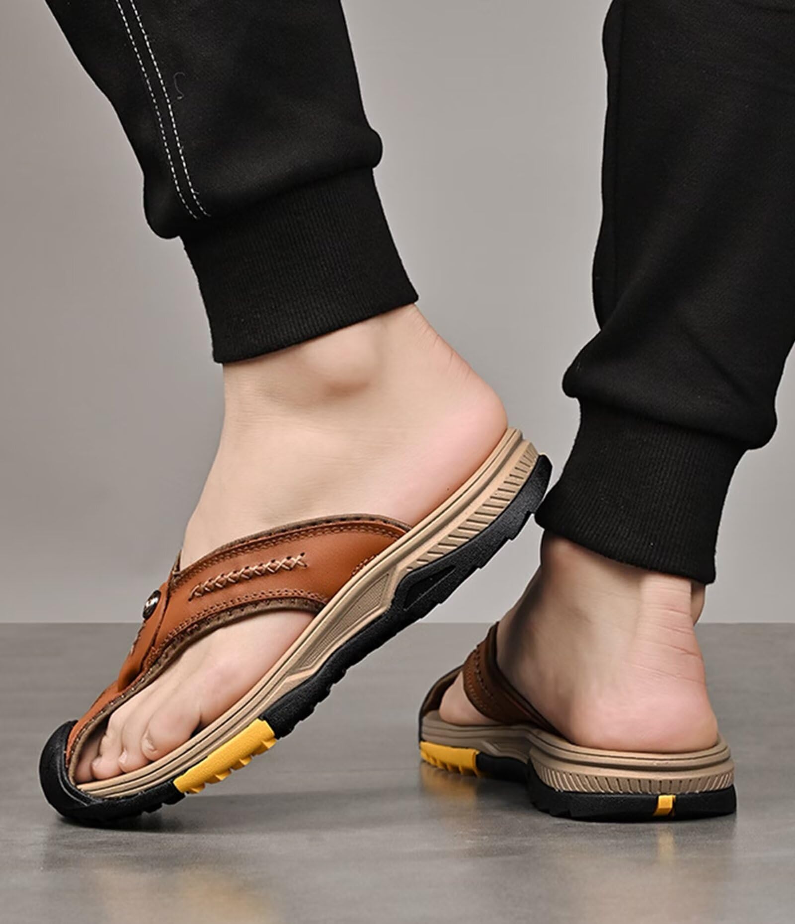Rivccku Chanclas punta cerrada Hombre Sandalias Deportivo de Playa y Piscina Verano Zapatos Flip Flops Cuero Sandalia Atlética