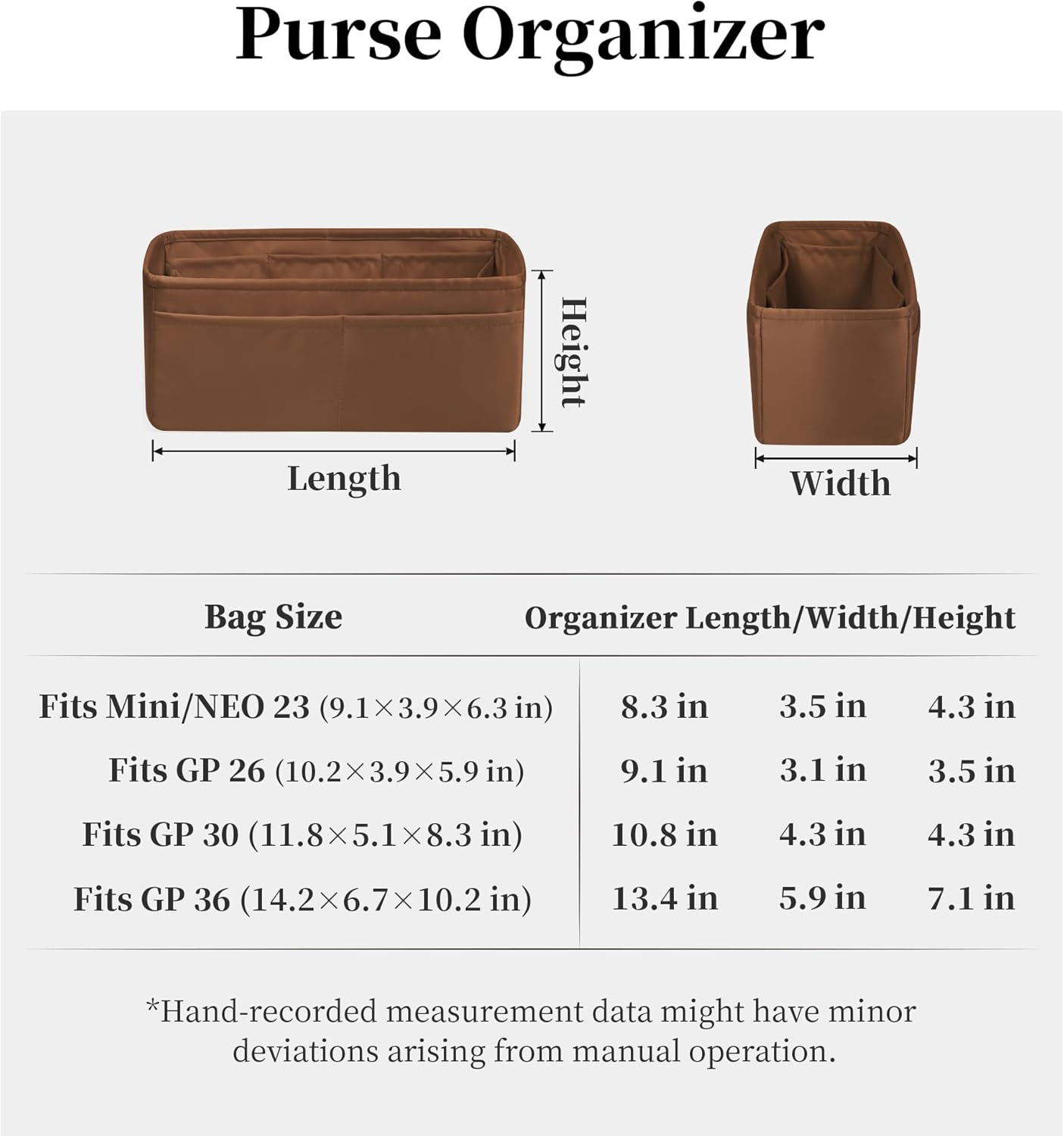 Tote Purse Organizer Insert, Lightweight & Soft Satin Fabric with Pockets, Ideal for Travel, Shopping, and Daily Use, Multicolor Options, Fits Garden Party 30(Gold, GP30)