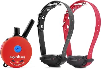 Educator PG-300 Dog Training Pager OnlyVibration & Tone, 1/2 Mile Range, 100 Adjustable Levels, Waterproof Biothane Collar Included, Rechargeable, Night Tracking Light, Small & Medium Dogs,2 Dog,Red