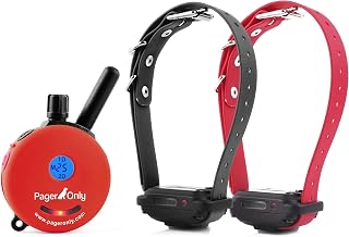 E-Collar Educator PG-300 Dog Training Pager, 2 Dog, Red | Vibration & Tone, 1/2 Mile Range, 100 Adjustable Levels, Waterproof Biothane Collar Included, Rechargeable