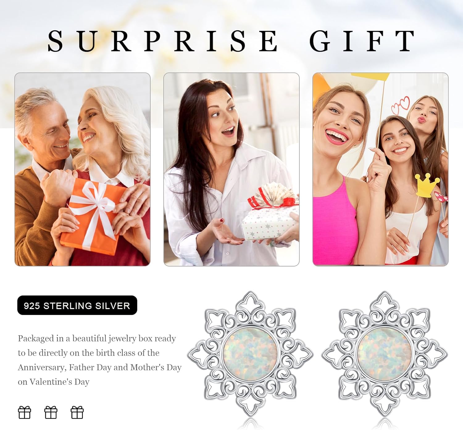 KiiKii Opal Stud Earrings for Women 925 Sterling Silver Celtic Knot White/Blue Opal Earrings Fine Jewelry Gifts for Wife Mom Daughter - Image 7