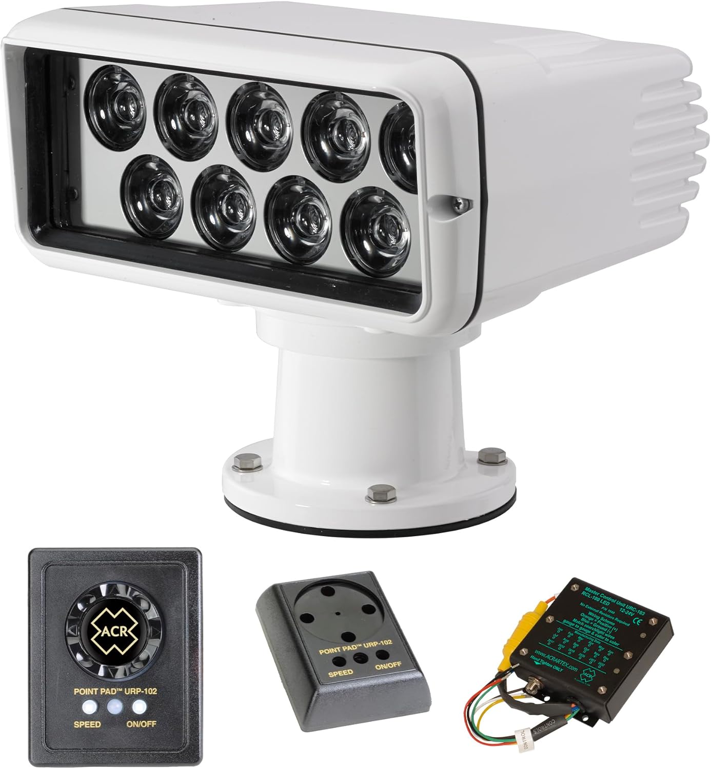 ACR RCL-100 LED Searchlight – 900+ Meter Beam, 220,000 CD Brightness, 12V/24V, Waterproof, Marine-Grade, Remote-Controlled Spotlight for Boat, Yacht, Fishing, Navigation, Search Light