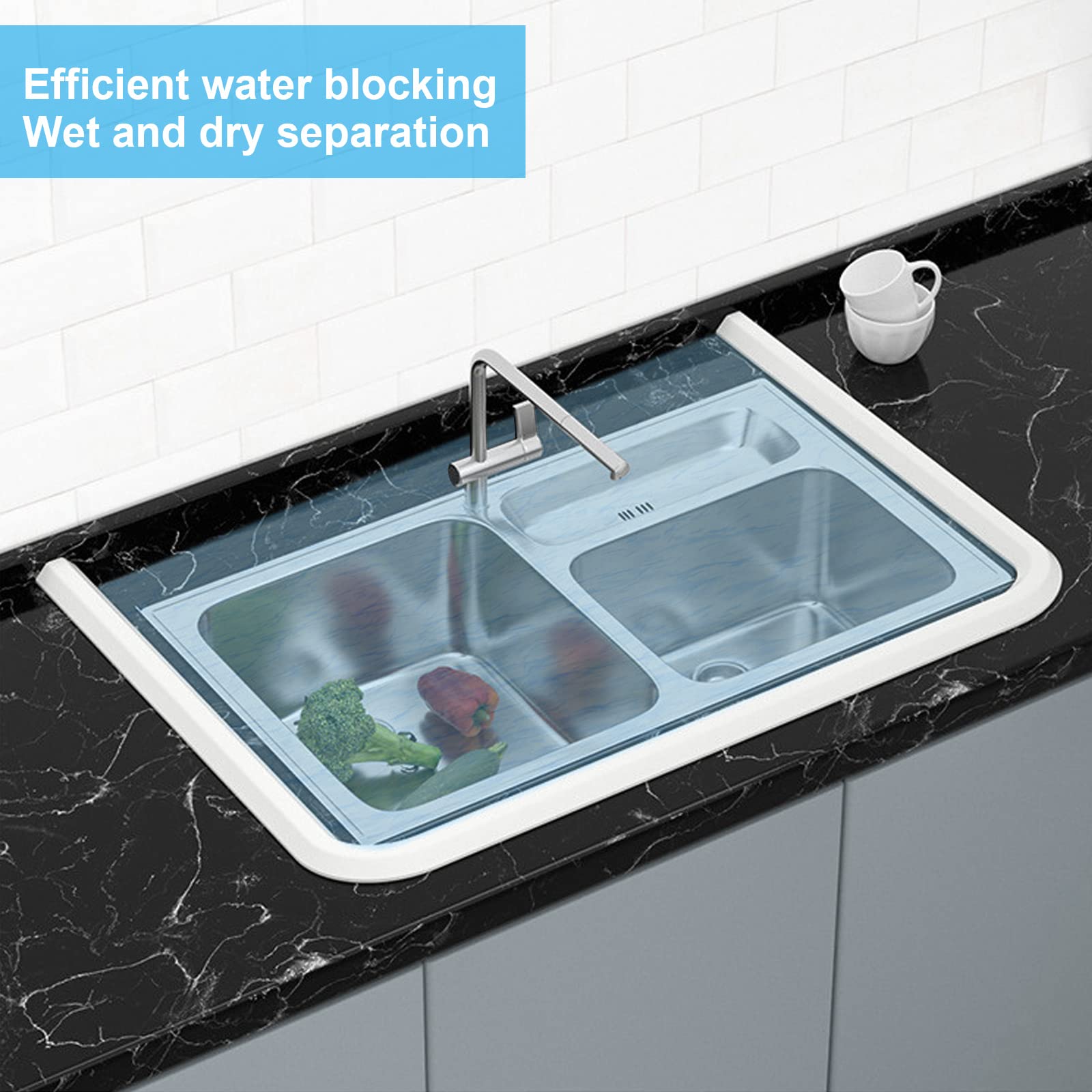 Duschdichtung Selbstklebend Silikon Weiß,Wassersperre Schwallschutzleiste Dusche,Dichtung Dusche,Schwelle Wasser Barriere,Silikon Faltbare Duschwasserstop Height 8.9cm Width 3.8cm (59Inch 4.92Ft)