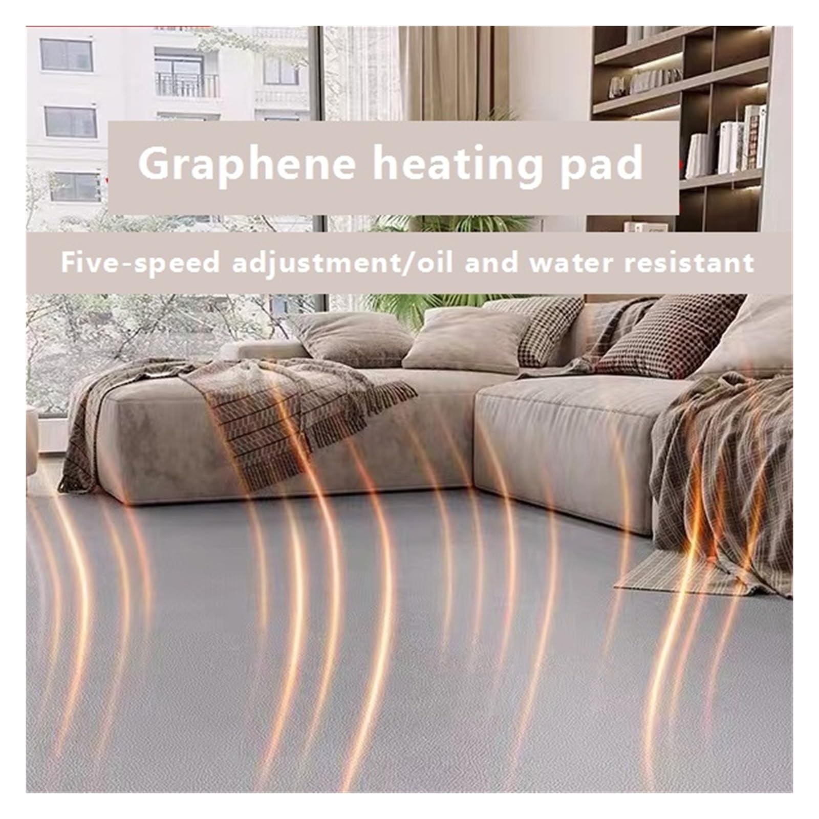 Tappetino Riscaldante For Pavimento, For Uso Domestico, Grafene, Camera Da Letto, Soggiorno, Tappeto Elettrico, Yoga, Coperta Elettrica, Termoforo Si Riscalda Rapidamente(Gray,150x150cm)