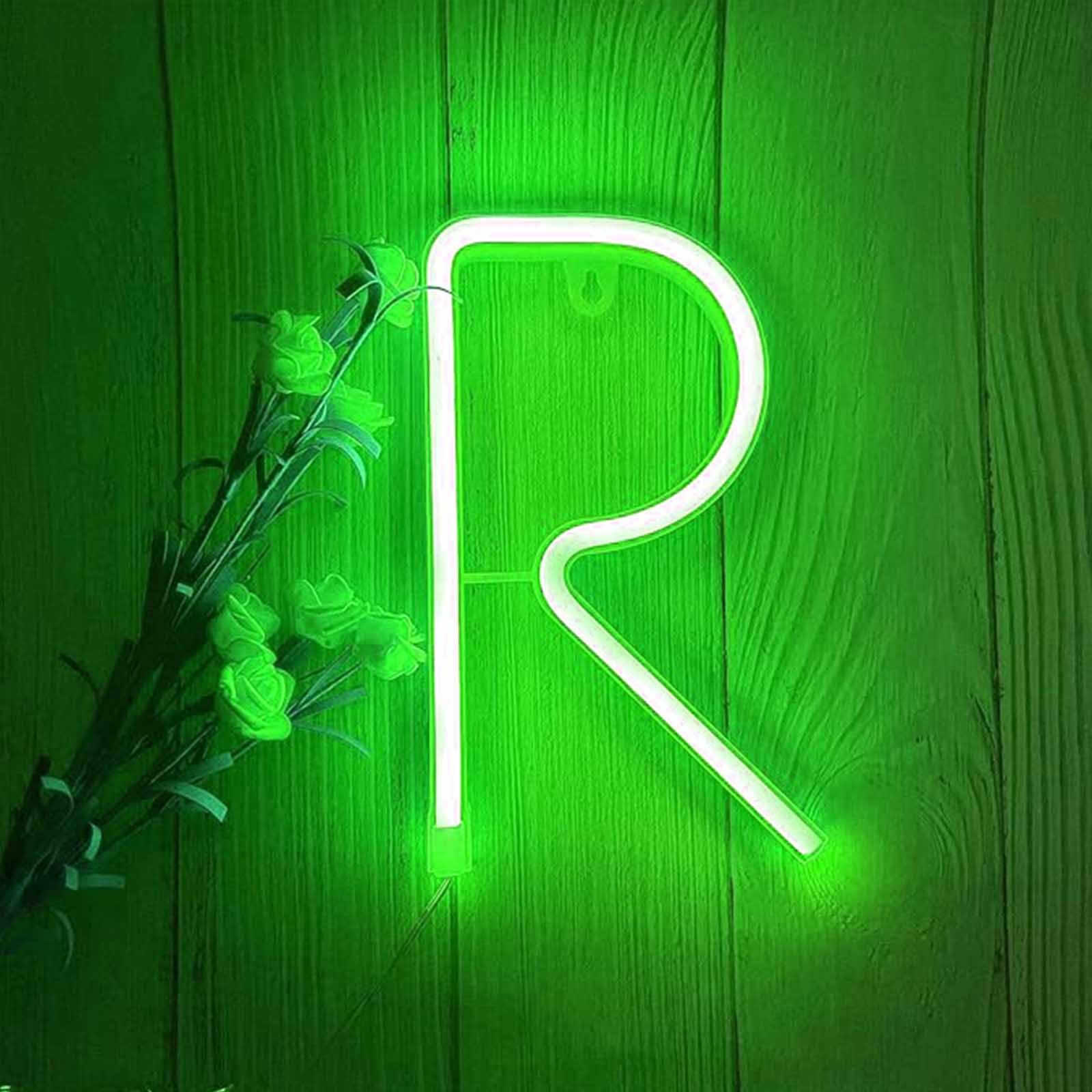 Custom Green Neon Light with Dual Power Supply - Energy-Efficient LED Sign for Cafe Studio Party & Home Decoration（Letters R） — image 1