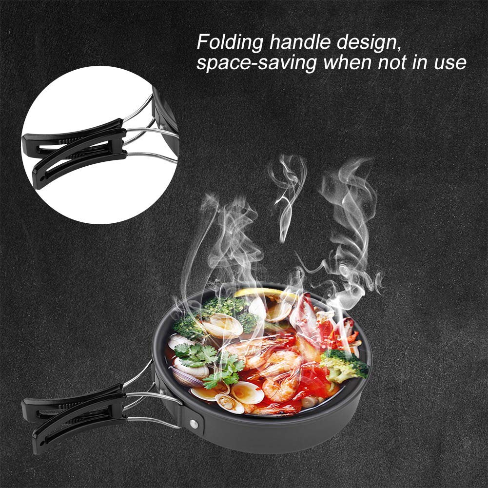Jwthee 8pcs Camping Cookware, Portable Camping Essentials Camping Pots Pans Set Plastic Bowls Soup Spoon Camping Gear Camping Cooking Set for Camping, Backpacking, Outdoor Cooking