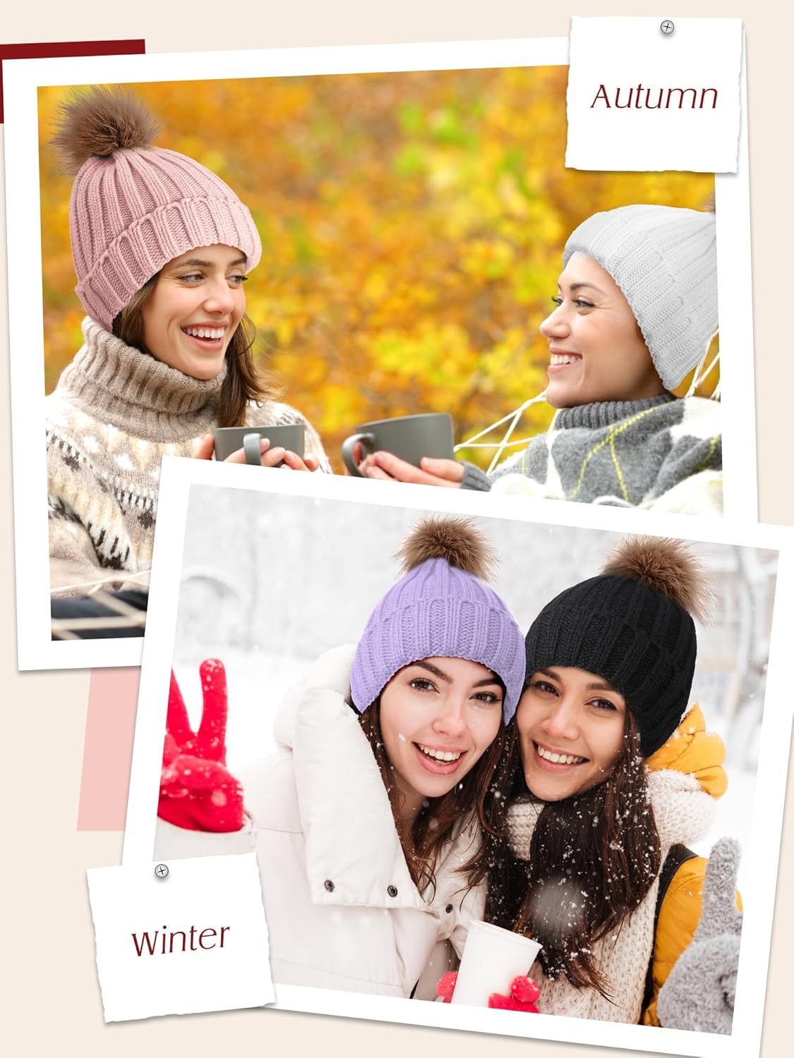 Toulite Women Beanie with Pom Pom Winter Knitted Hat Bulk Warm Fuzzy Soft Ski Skull Cap for Ladies Cold Weather - Image 6