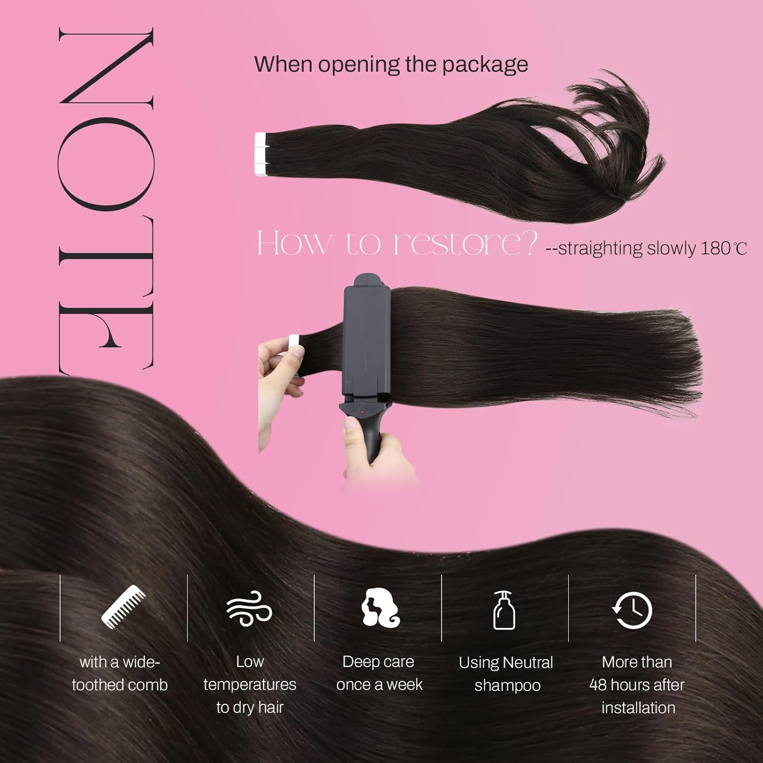 Moresoo Dark Brown Hair Extensions Tape in Real Hair 50G Human Hair Tape in Extensions 18 Inch 20Pcs Darkest Brown Tape in Hair Extensions Real Human Hair Color #2