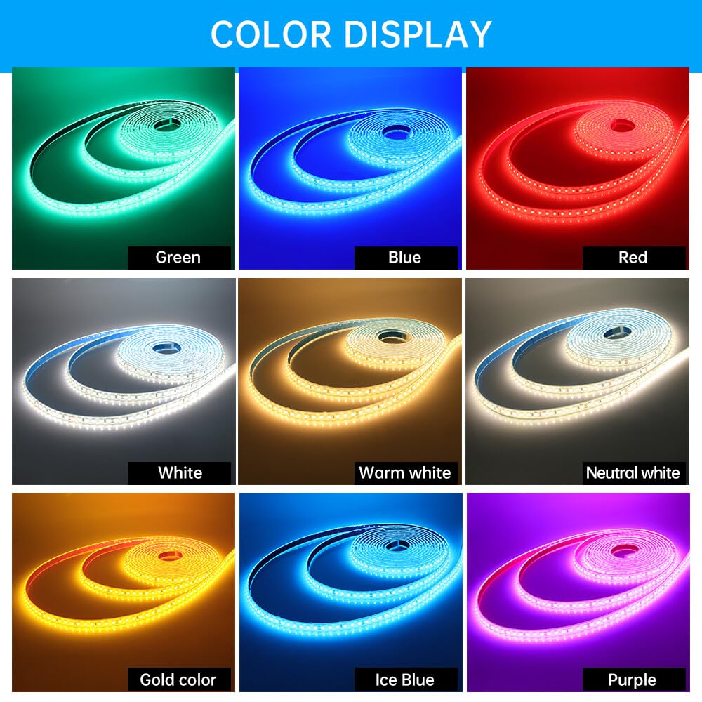 Tira de LED 24V [20m, Amarillo], IP68 Impermeable flexible, SMD2835, 120 LED/m Tira de LED cortable CRI85+, decoración para hogar y tiendas - sin fuente de alimentación
