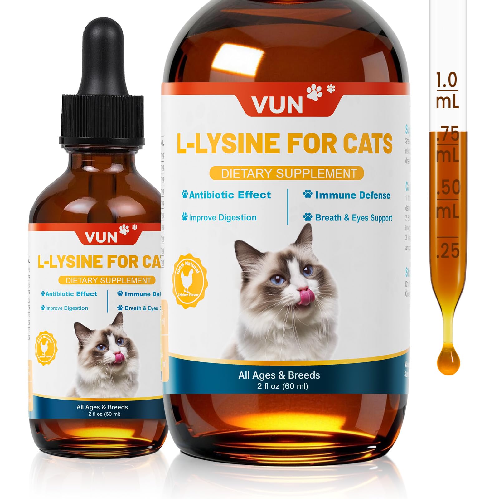 VUN L Lysine for Cats-Liquid Lysine Drops for Cat Immune & Respiratory