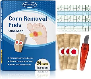 MQUPIN Corn Remover Pads,Wart Remover Pads, Foot Corn Remover Pads,Plantar Wart Removal, Corn Callus Remover, Penetrates and Removes Common and Plantar Warts with Hole, Callus, Stops Wart Regrowth (24 PCS)