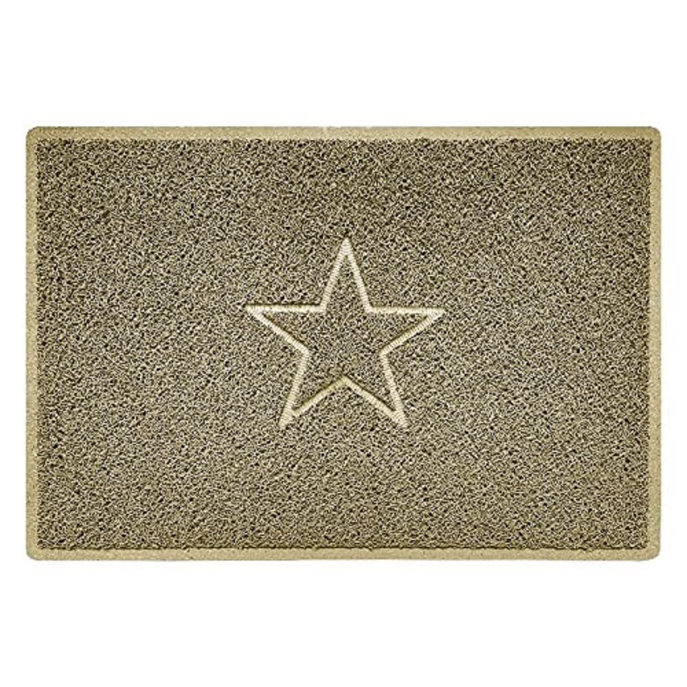 Nicoman Star Shape Embossed Entrance Door Mat Non Slip Dirt Trapper PVC Spaghetti Mat with Rubber Base, Jet Washable Quick Drying Doormat Indoor or Outdoor - (Large, Beige, 90 x 60cm)