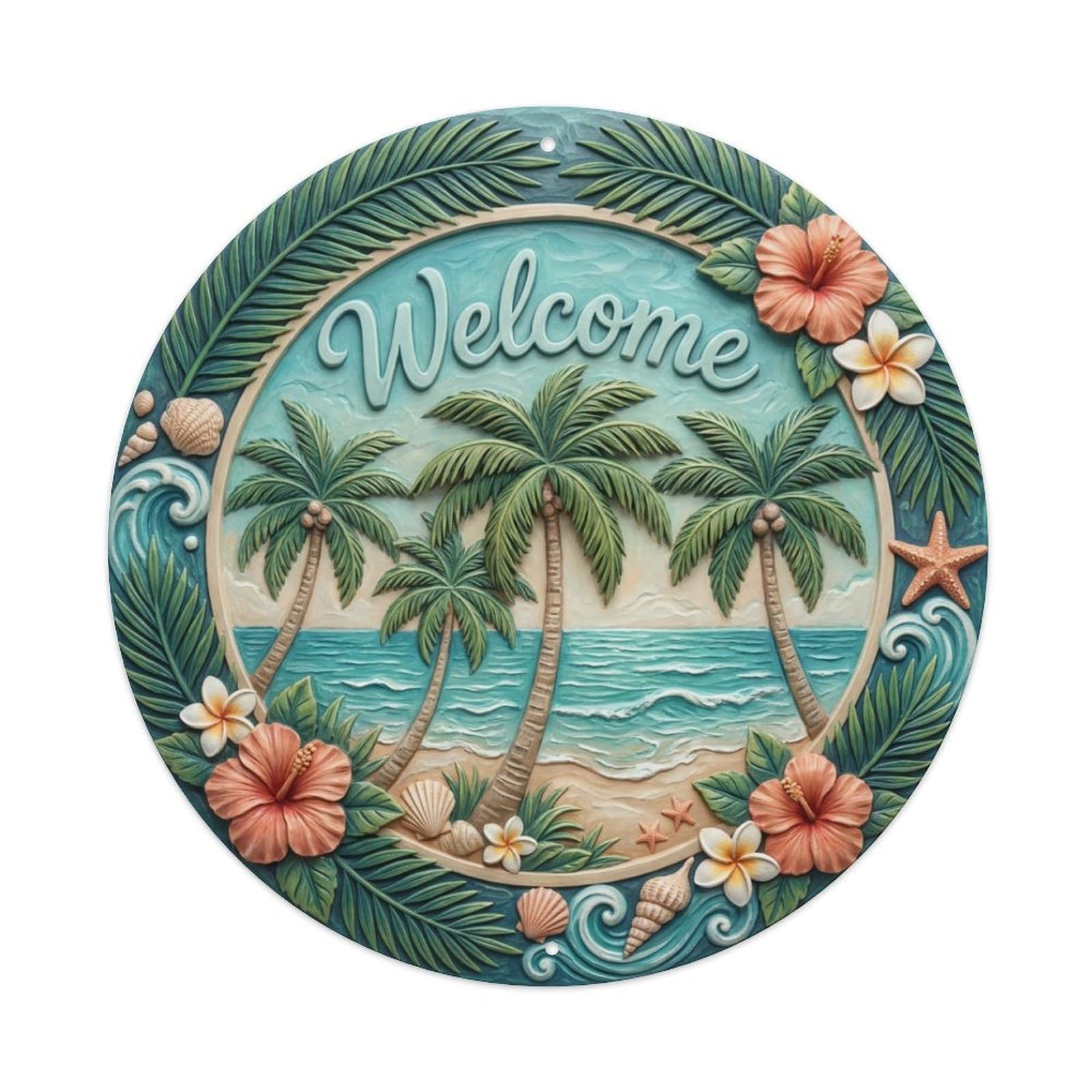 Metal Tin Sign Tropical Breeze Welcome Island Escape