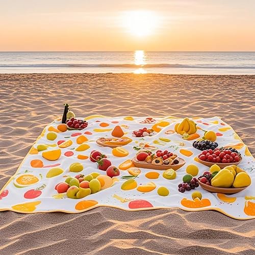 Miniatura 4 de Manta de picnic extra grande impermeable y a prueba de arena, lavable a máquina, manta de playa de 79 x 59 pulgadas, manta para exteriores para 4 a