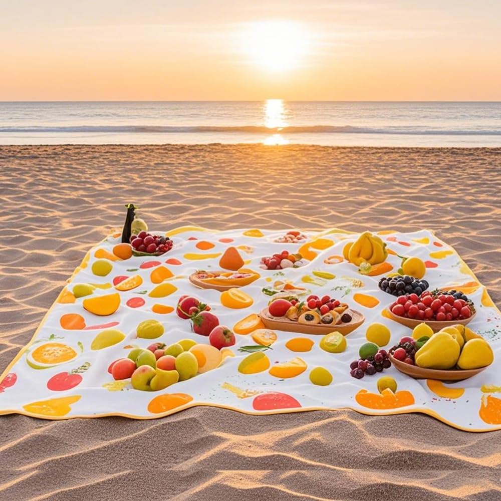 Picknickdecke, Outdoor-Babydecke, 150 x 200 cm, extra groß, wasserdicht, sanddicht, Campingdecke, leicht, faltbar, tragbar, Reisedecke, abwischbar (3–6 Erwachsene)