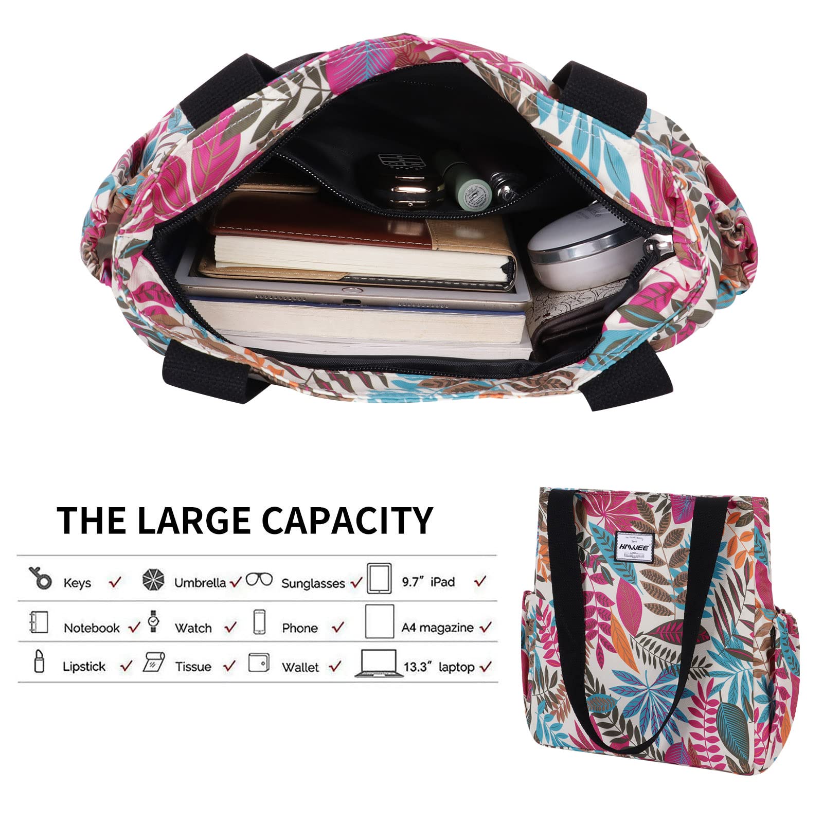 Donna Borsa Tote con Zip Leggera Borsa a Tracolla Casual Borsa a Mano Moda Borsa a Spalla Grande Borsa della Spesa Impermeabile Borsetta per Viaggio Scuola Lavoro Quotidiano Vita Yoga Spiaggia