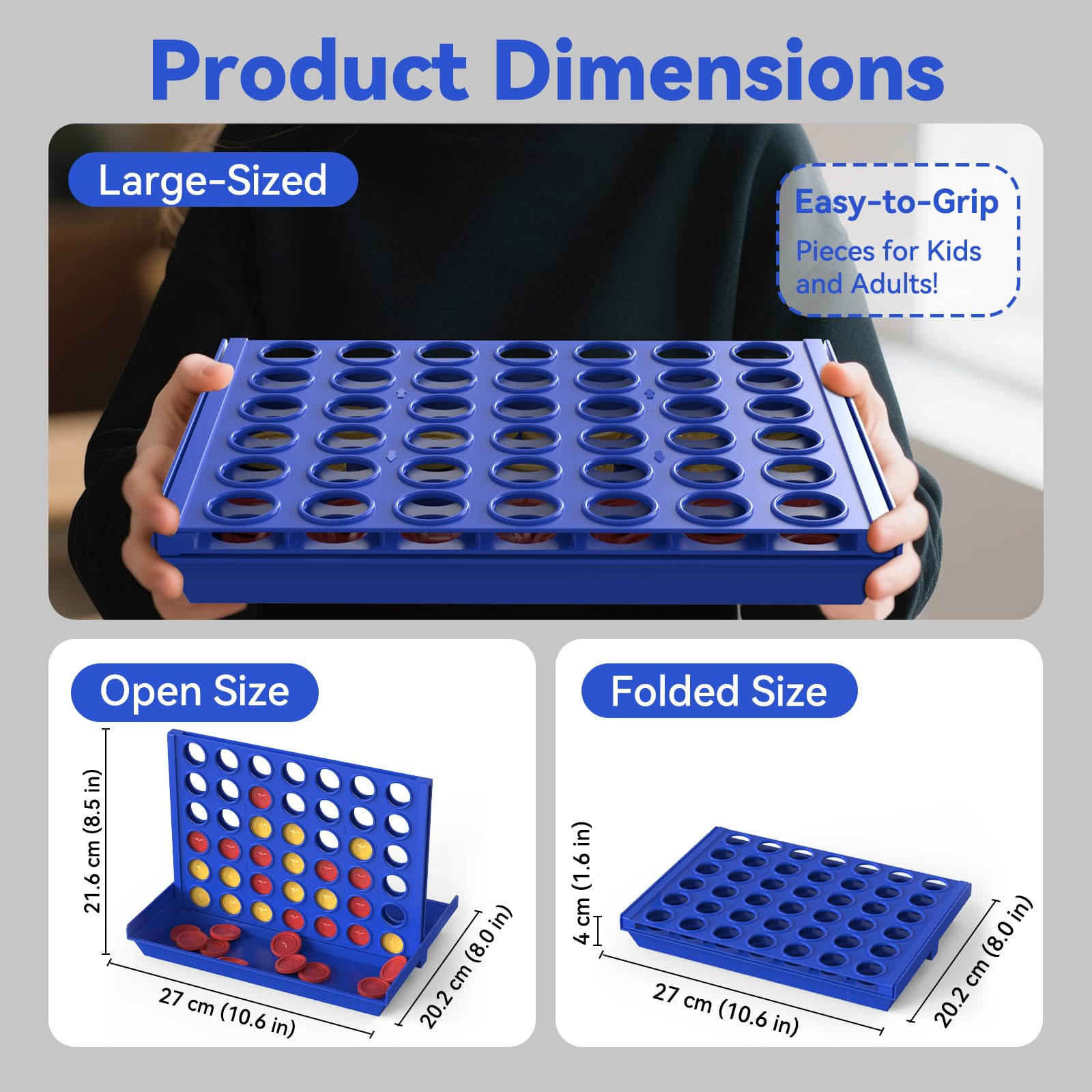 Pup Go Big Size 4 in a Row Board Game for Kids Ages 3-8, Perfect Educational Family Garden Games for Boys & Girls, 2 Player Strategy Game with 6 Spare Discs, Foldable Design (Big Size)