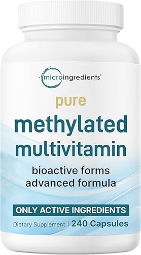 Micro Ingredients Multivitamínico metilado puro, 240 cápsulas  Fórmula 19 en 1 con vitaminas C, D, B12, folato, magnesio, zinc y más  Apoya el