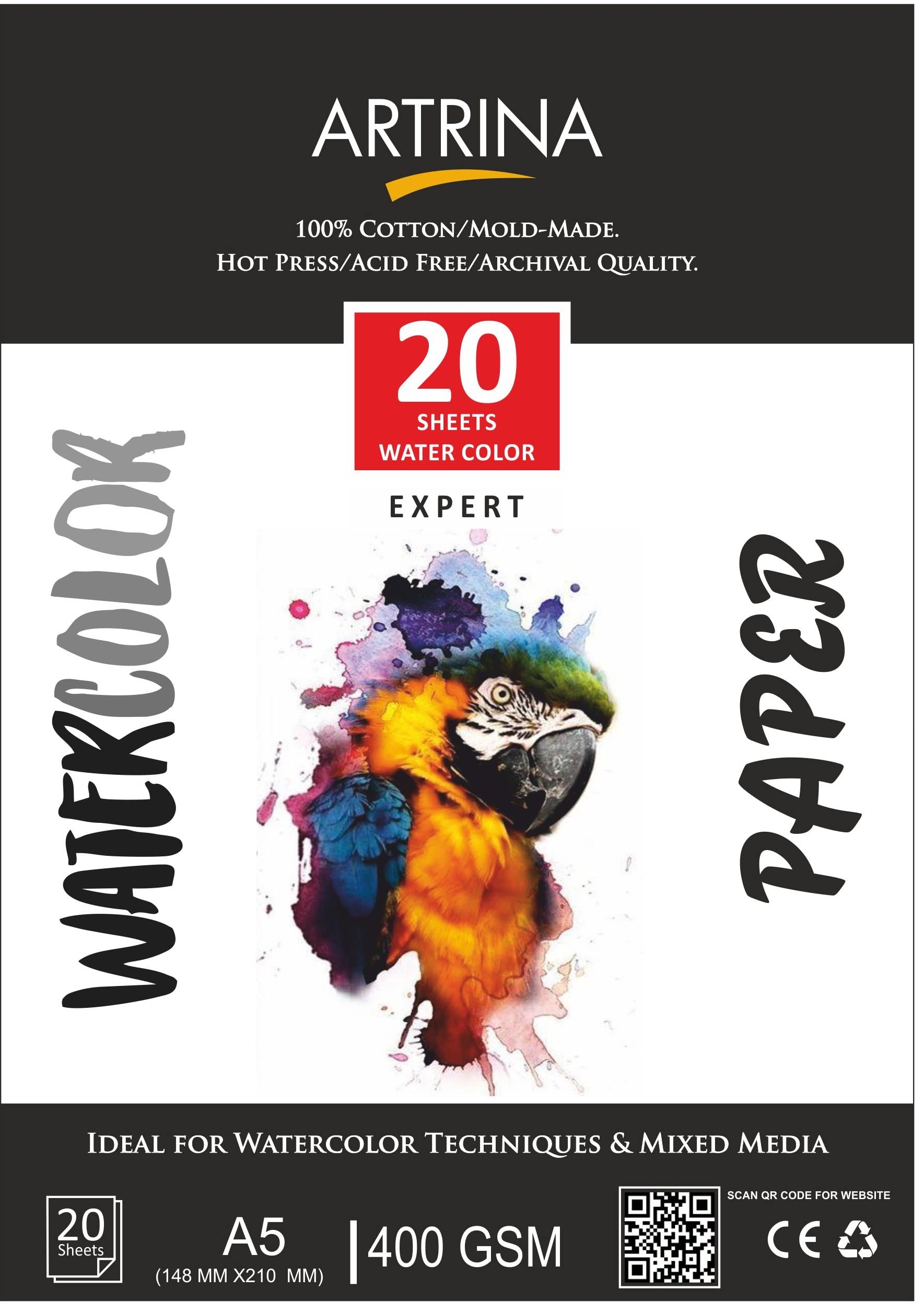 Artrina 400GSM, A4 Watercolor Paper Loose (20 Sheets) Cold Press, Textured Paper for Water Color Painting for fine Detailed Work & Sketching Paper for Artists & Kids, A4, 400GSM.-picture-21