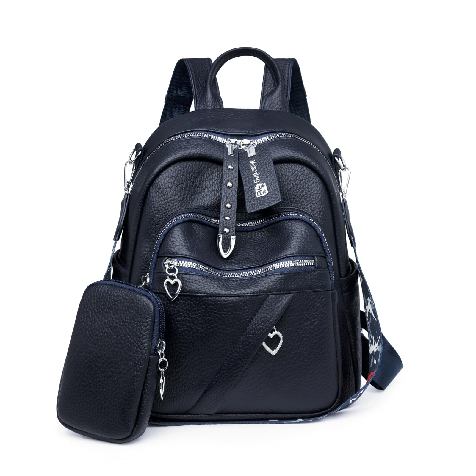 JANSBEN Leder Rucksack Damen Klein, Elegant Cityrucksack Modern Anti-Diebstahl Tagesrucksack Backpack Women Wasserdicht Mini Damenrucksack 2 in 1 für Lässig Schule Reise Arbeit