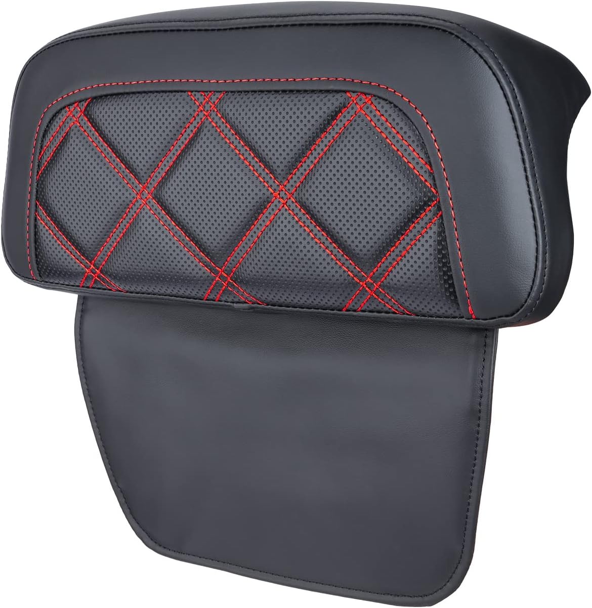 Razor Chopped Backrest Pad, Trunk Backrest Pad Rear Tour Pack Backrest Pad Compatible with Harley 2014-2023 Touring Street Glide Electra Glide Road Glide CVO (Red Stitching A)