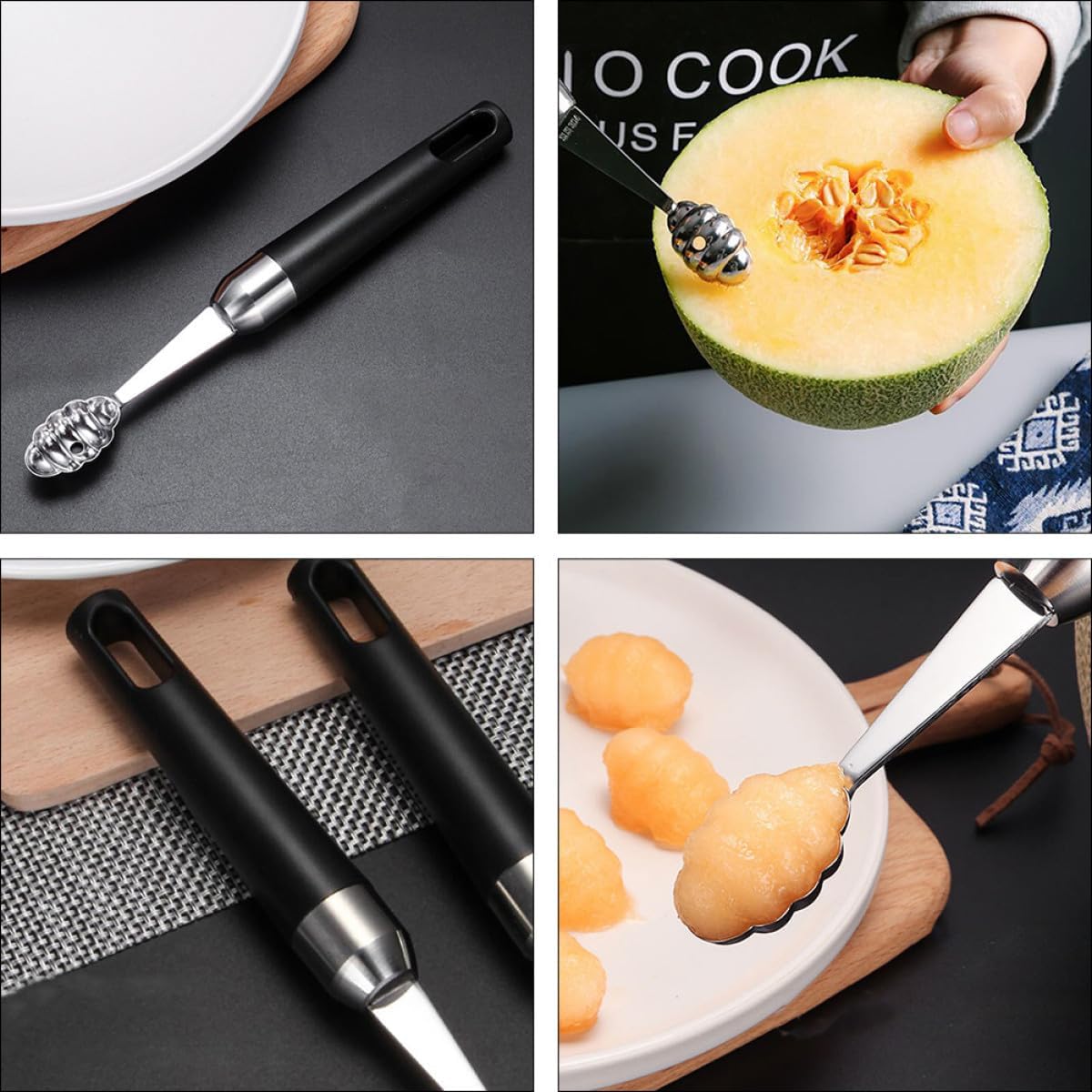 MAGICLULU 2pcs Candy Scoop Melon Baller Grip Handle for Fruit Ball Scoop Fruit Ball Spoon Melon Spoon Eating Tool