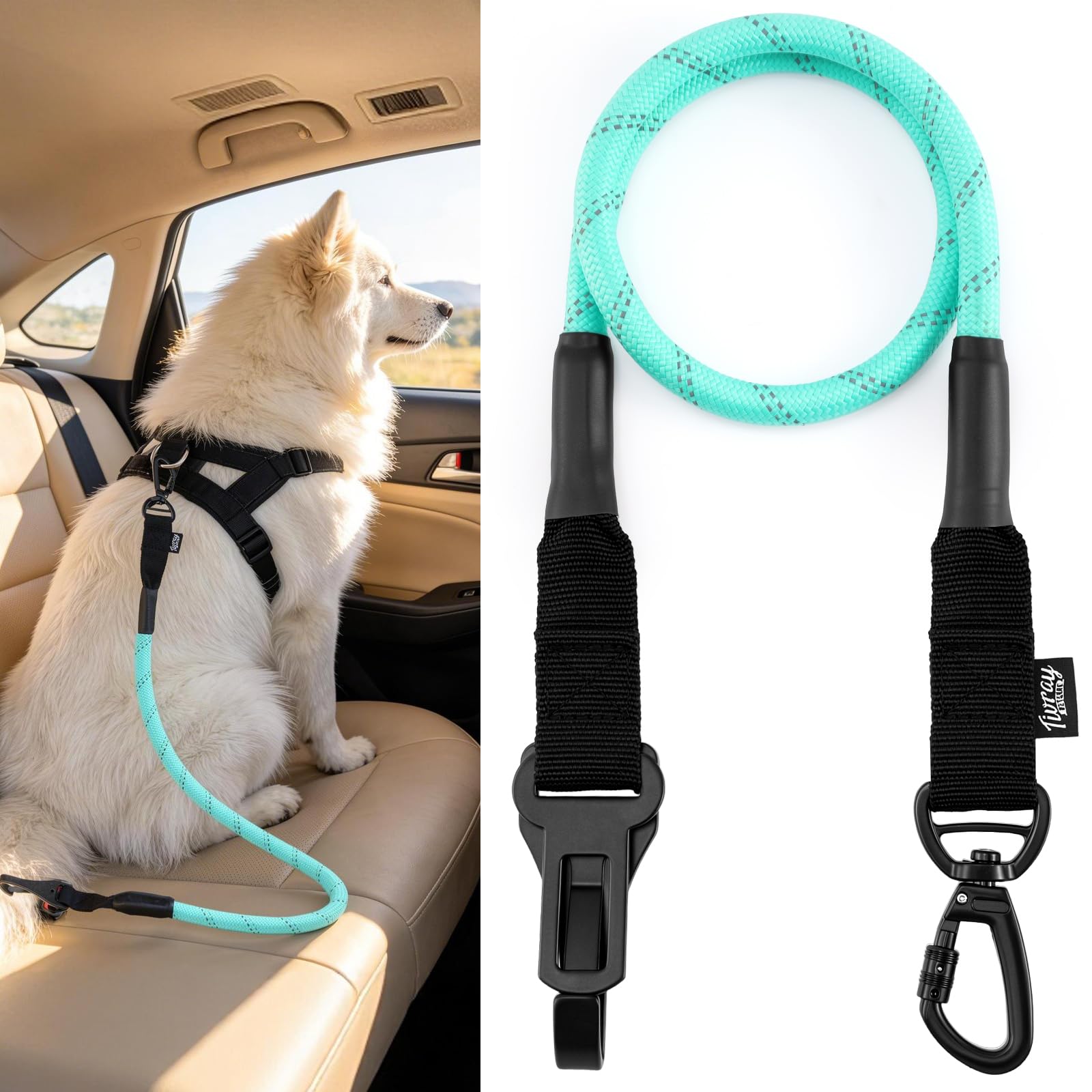 Universal Dog Seat Belt for Car, Dog Car Seatbelt, Cyan
