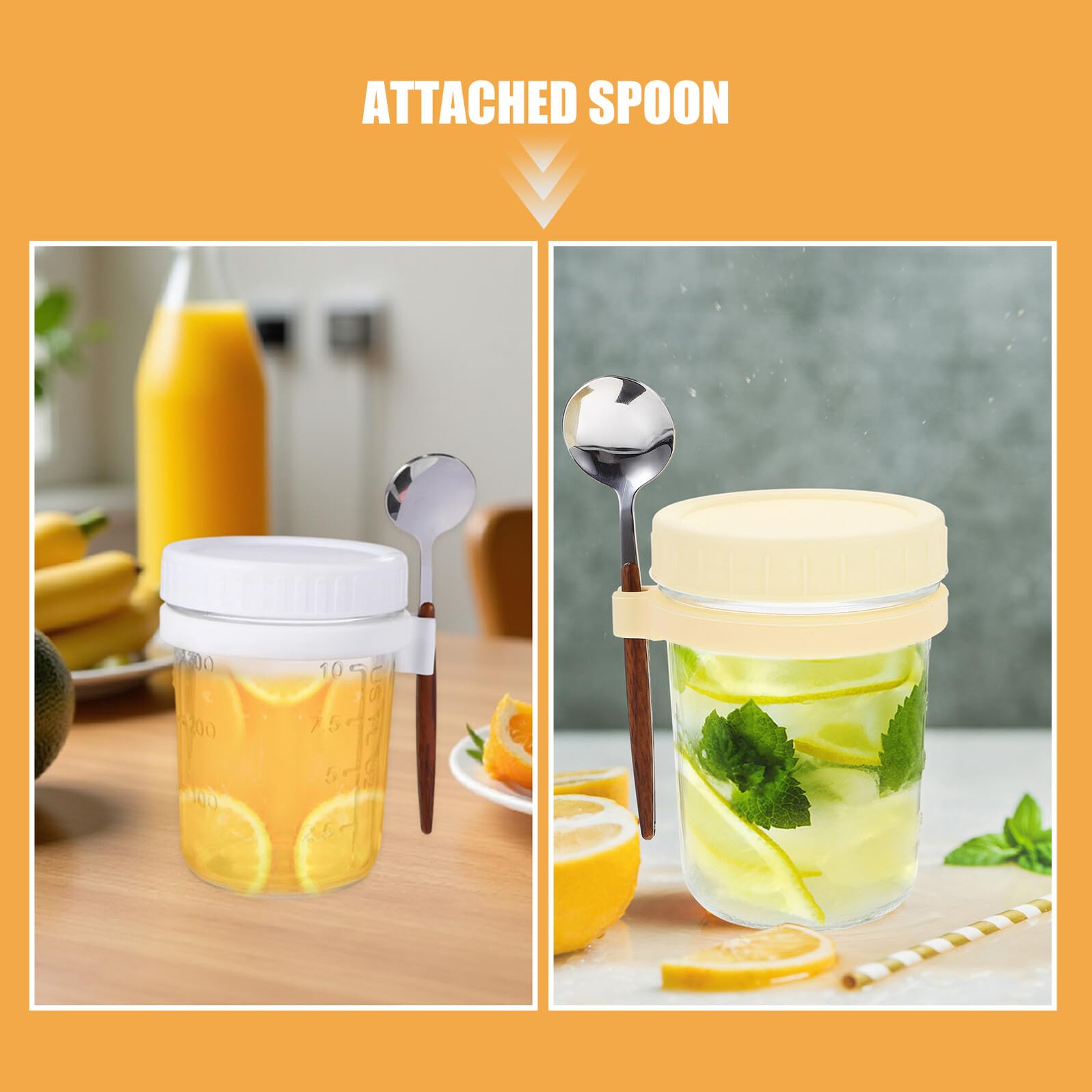 4 Cucchiai Per Tazza Di Fiocchi D'Avena Con Sigillo Barattolo Shaker Per Fiocchi D'Avena Per La Notte Contenitore Bevibile