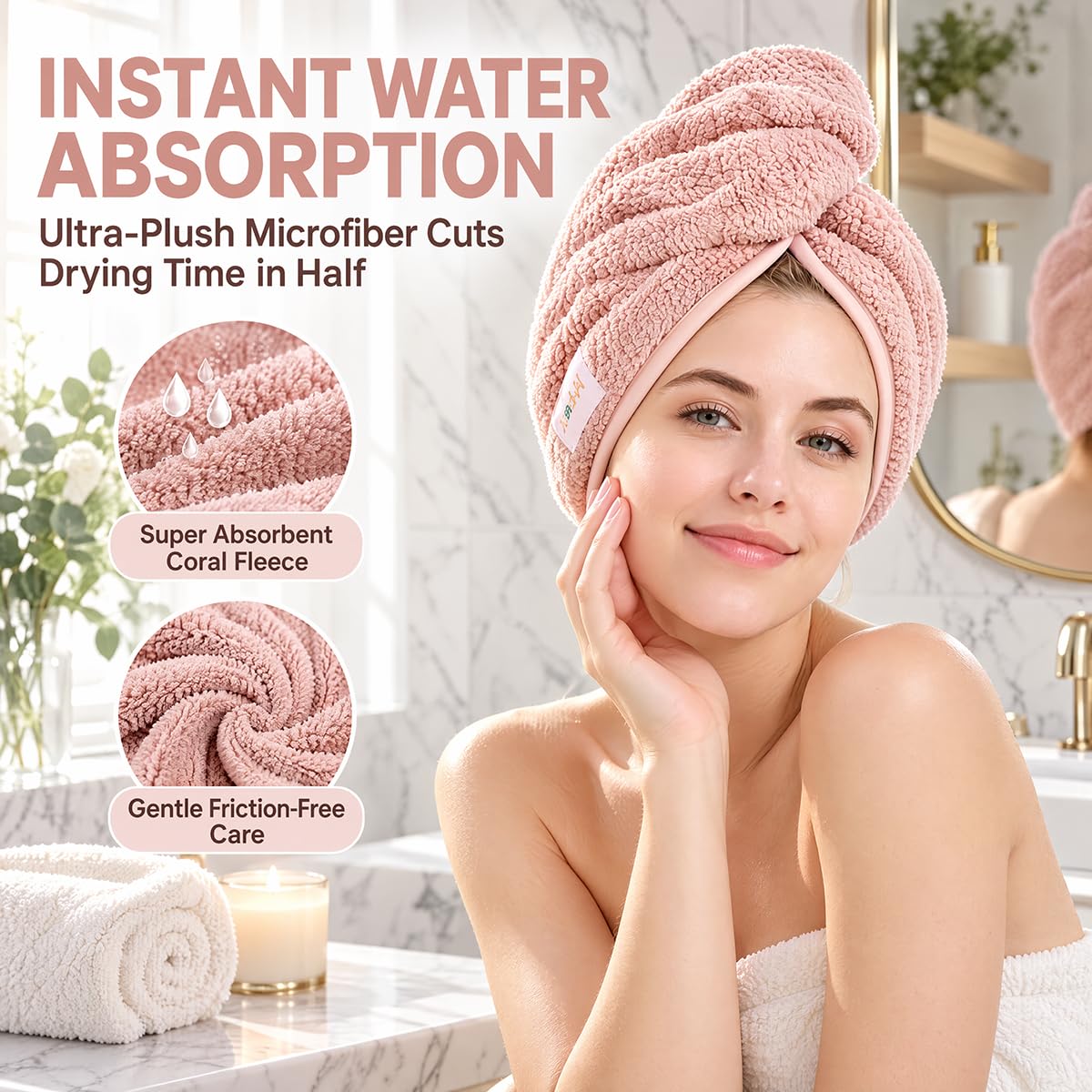 Microfiber Hair Towels - Quick Dry & Absorbent -4