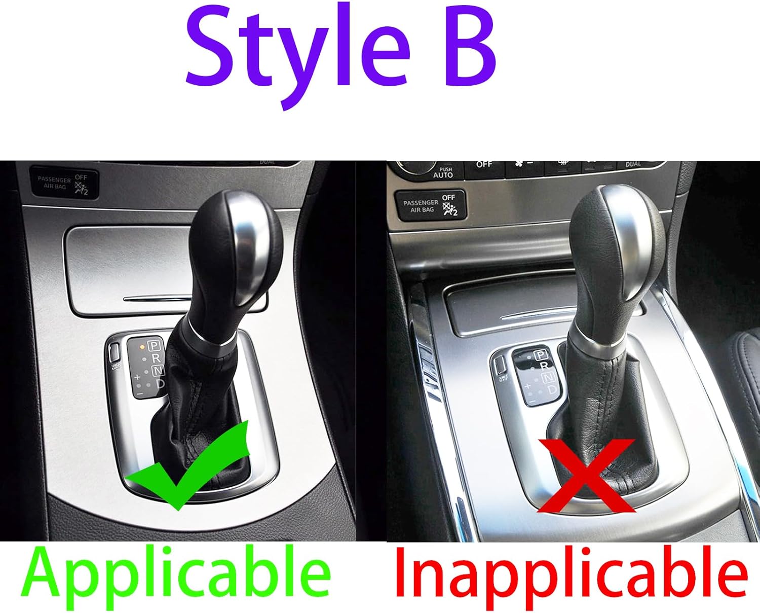 Center Console Gear Shift Panel Carbon Fiber Cover Sticker Kit 2Pcs for Infiniti G37 2008-2013 G35 2007-08 G25 2011 2012 Q60 2014 2015 Style B