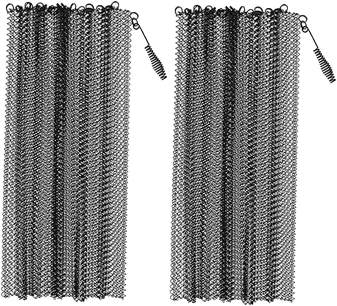 Ciieeo 2pcs Fireplace Mesh Screen Curtains Xin Fire Resistant Iron Panels with Metal Rings for Easy Installation and Floor Protection Black Mesh Fireplace Screen